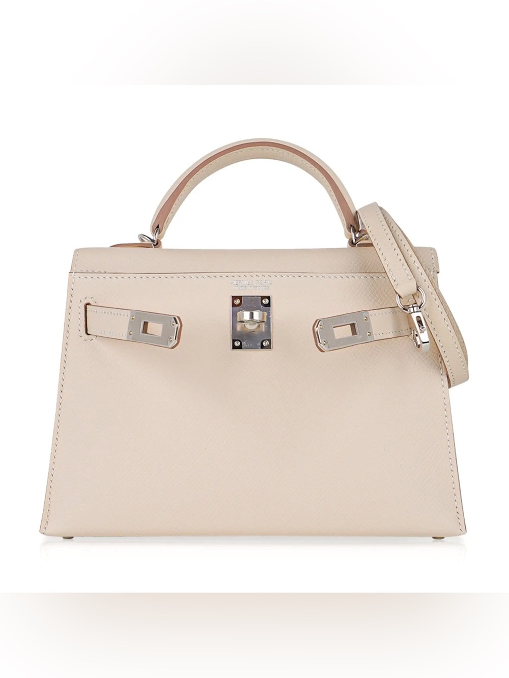 H KELLY SELLIER 25 IMPORTED FRENCH VEAU BOX LEATHER WHITE SNOW PHW HANDMADE LE